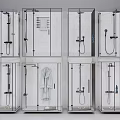 Modern Shower Sauna Booths Featuring Transparent Glass And Multiple Designs 3d model