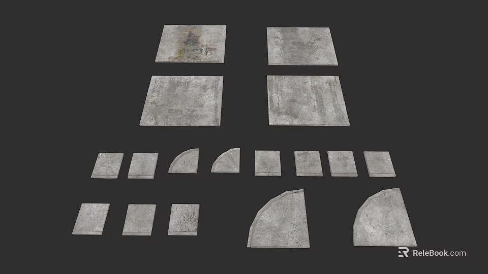 Road Infrastructure Precast Concrete Blocks in Various Shapes for Pavement Use 3d model 