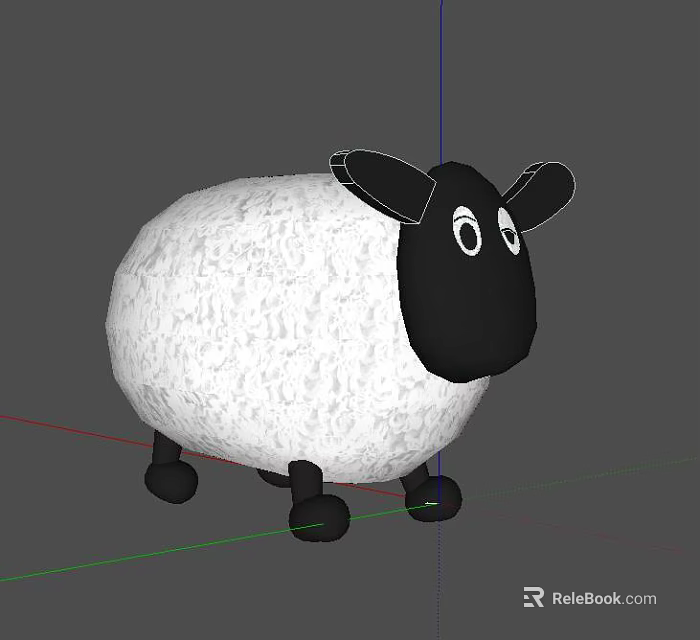 Cute Sheep Stuffed Doll With White Body Black Head Ears And Round Eyes 3d model 