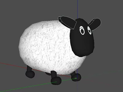 Cute Sheep Stuffed Doll With White Body Black Head Ears And Round Eyes 3d model