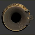 Carved Decorative Pottery Jug with Intricate Traditional Patterns and Ornate Handle