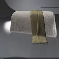 White Hinged Door Adorned with Dark Green Towel on Dark Background