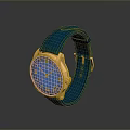 Stylish Blue Leather Strap Watch With Gold Accents And White Dial