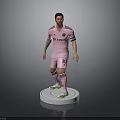 Man in Pink Inter Miami Uniform with Number 10 and Green Shoes on White Base