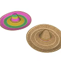 Vibrant Multicolored Rings And Natural Woven Wide Brim Straw Hats Design