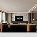 Elegant Modern Dining Room Interior With Round Table Marble Countertop And Cabinets