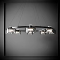 Modern Circular Chandelier With Metal Frame Glass Shades And LED Lights