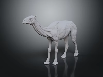 Detailed White Camel 3D Model with Wireframe Structure and Digital Rendering 3d model