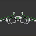 White Multi Rotor Drone Equipment With Green Path Lines And Sensors