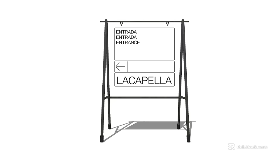 Billboard Showing Lacapella Entrance with English Spanish Signs and Arrow 3d model 
