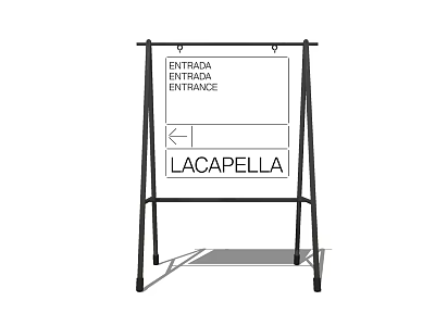 Billboard Showing Lacapella Entrance with English Spanish Signs and Arrow 3d model