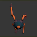 Robot Character With Blue Spherical Body And Orange Mechanical Legs
