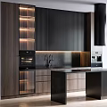 Modern Kitchen With Wooden Cabinets Open Shelves And Integrated Appliances