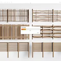 Modern Wooden Railing Designs With Horizontal Vertical Slat And Pattern Variations 3d model