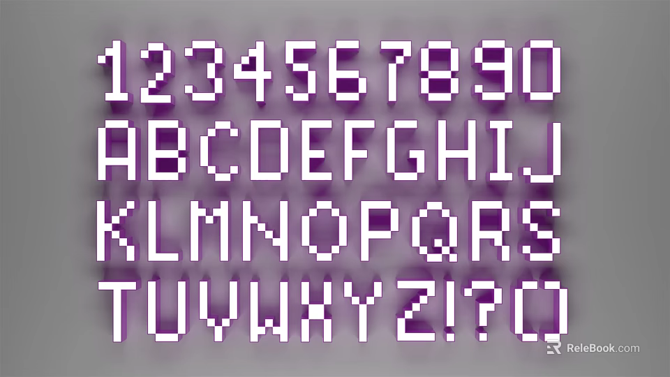 Creative Pixel Style Decorative Lights With Numbers Letters And Punctuation 3d model 