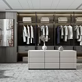 Modern Closet Interior Design Featuring Hanging Clothes Drawers And Decorative Painting