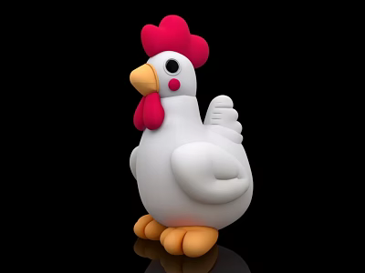 Inflatable Cartoon Chicken Decor With Red Comb Yellow Beak White Body And Festive Design 3d model