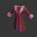 Stylish Red Long Coat With White Fur Collar And Cuffs Design