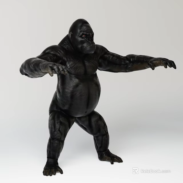Realistic Black Reptile Model Standing Pose With Open Arms Muscular Body 3d model 