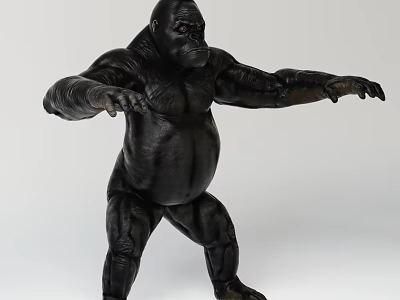 Realistic Black Reptile Model Standing Pose With Open Arms Muscular Body 3d model