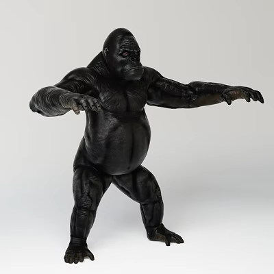 Realistic Black Reptile Model Standing Pose With Open Arms Muscular Body 3d model