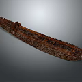 Traditional Handcrafted Wooden Boat With Intricate Brown Wood Texture On Gray Background