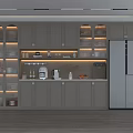 Modern Kitchen Wine Cabinet Design With Glass Doors Lighting And Storage Functionality 3d model