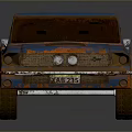Rusty Blue Orange Vintage Muscle Car With Flame Decals Design