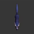 3D Model Of Mythical Blue Glowing Wolf Creature With Horns And White Headdress