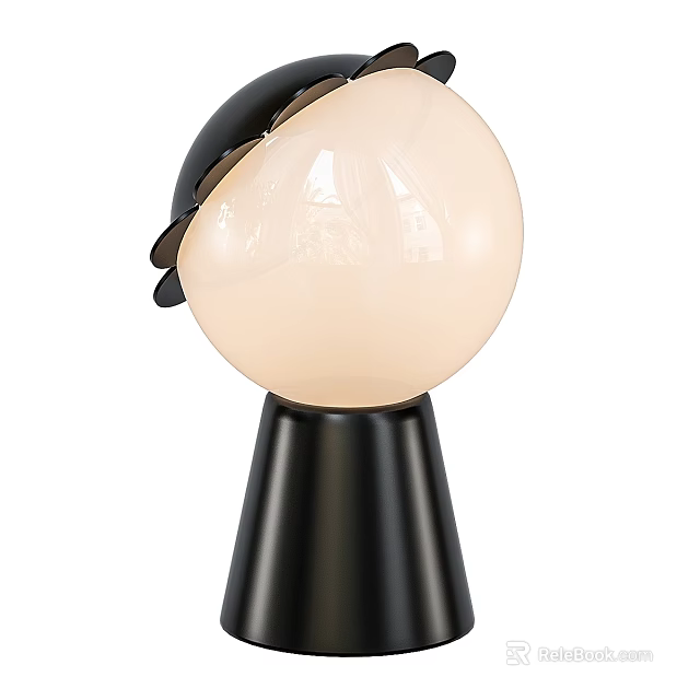 Modern Table Lamp With Black Base And Cream Spherical Lampshade Design 3d model