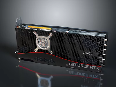 EVGA GeForce RTX High Performance Graphics Card With Black Mesh Cooling And Red Accent 3d model