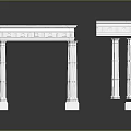 White Carved Columns Stand Structure with Main Tabletop and Side Extension