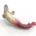 Vibrant Mythical Animal With Scaly Body And Red Fish Tail On White Background