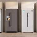 Modern Gray and White Refrigerators With Side by Side French Door Designs and Water Dispensers