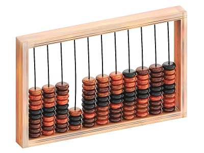 Traditional Wooden Abacus With Black And Brown Beads In Frame 3d model