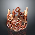 Ornate Copper Colored Crown With Intricate Scrollwork For Clothing Fashion Accessories