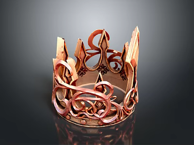 Ornate Copper Colored Crown With Intricate Scrollwork For Clothing Fashion Accessories 3d model