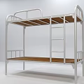 Bunk Bed with Metal Frame Wooden Bed Boards and Ladder in Simple Design