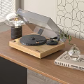 Stylish Decorative Ornament Set With Wooden Base Turntable Glass Dome And MATISSE Book