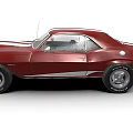 Red Classic Muscle Car With White Racing Stripes Two Door And Alloy Wheels Design