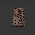 Red Brick Stacked Structure With Irregular Layers And Green Moss Base 3d model