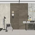 Modern Elegant Reception Area Interior With Marble Desk Green Plant And Wall Clock