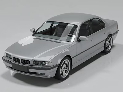 Silver Classic Sedan With Sleek Streamlined Body And Alloy Wheels 3d model