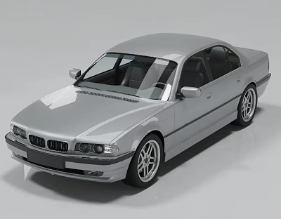Silver Classic Sedan With Sleek Streamlined Body And Alloy Wheels 3d model