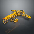 Yellow Sci Fi Spaceship Model With Detailed Mechanical Structure And Design 3d model