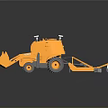 Orange Bulldozer 3D Model With Front Blade Large Wheels And White Lights