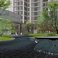 Modern Residential Landscape Design With Stone Path Water Feature And Greenery