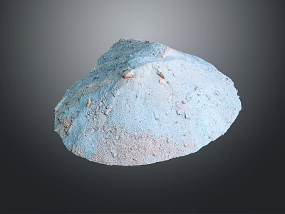 Blue Irregularly Shaped Material With Rough Granular Surface On Gray Background 3d model