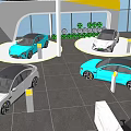 Modern Car Showroom Display With Multiple Colored Cars And Spacious Interior Design