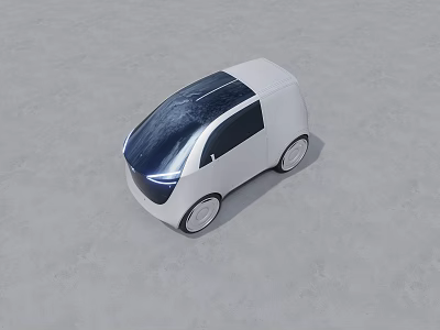 Modern Small Car With White Body Dark Roof And Streamlined Design 3d model